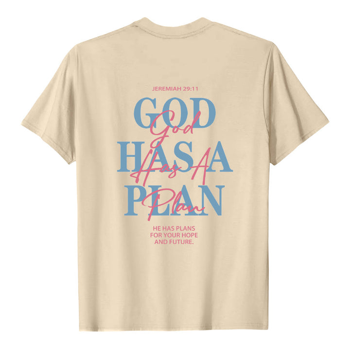 Christianartworkshop Gott hat einen Plan – Klassisches T-Shirt mit doppelseitigem Buchstabendruck - image 10