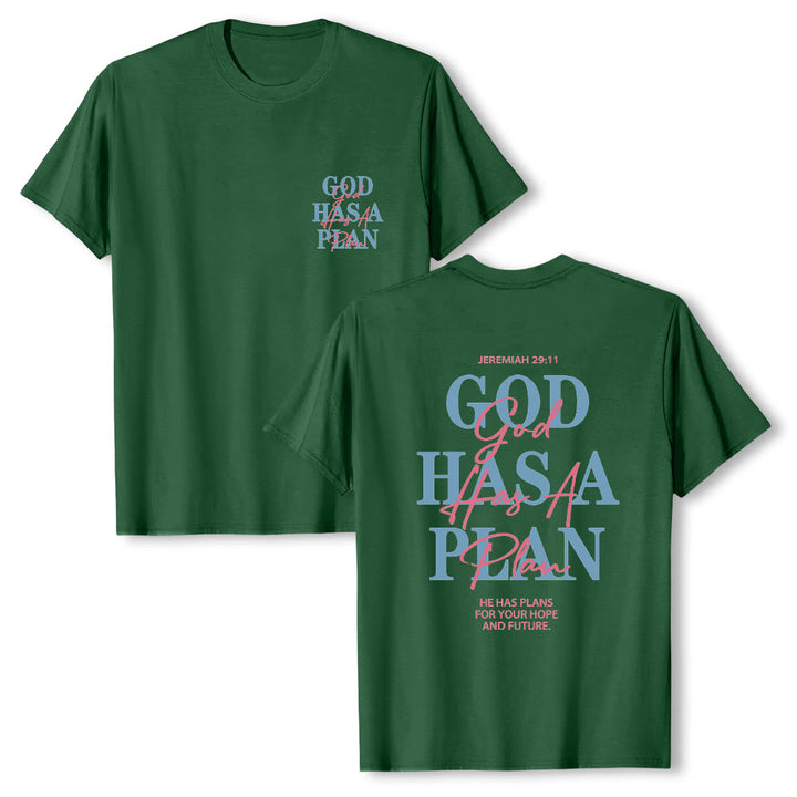 Christianartworkshop Gott hat einen Plan – Klassisches T-Shirt mit doppelseitigem Buchstabendruck - Dunkelgrün - 2XL - image 15