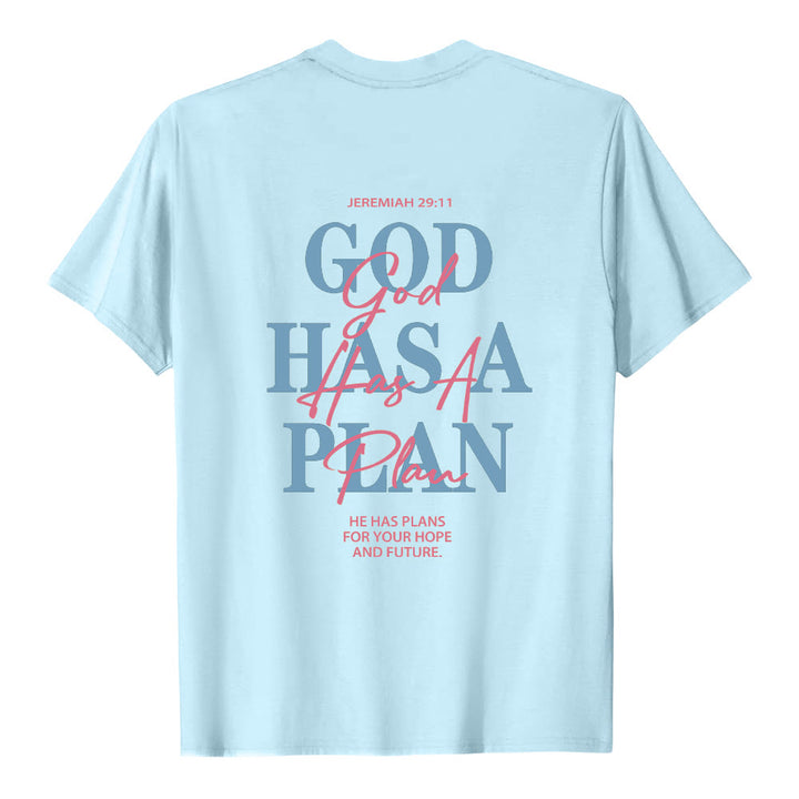Christianartworkshop Gott hat einen Plan – Klassisches T-Shirt mit doppelseitigem Buchstabendruck - image 22