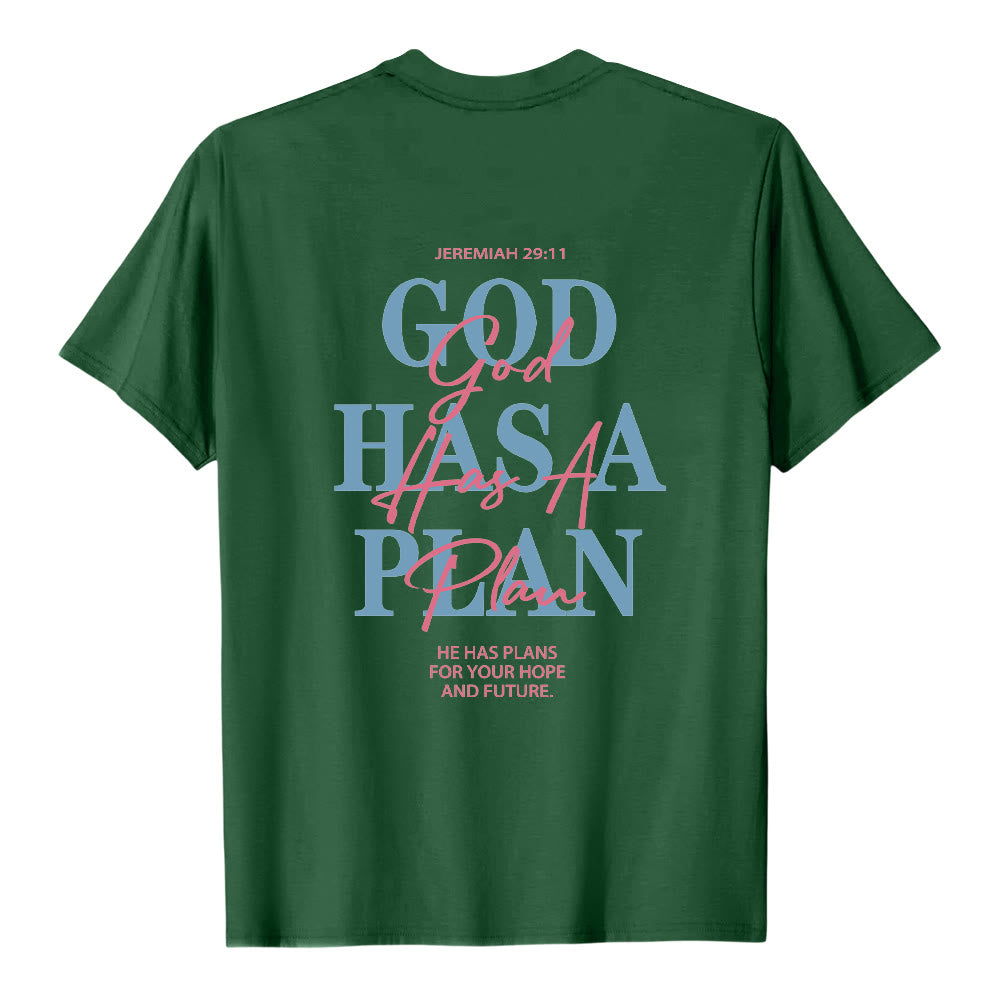 Christianartworkshop Gott hat einen Plan – Klassisches T-Shirt mit doppelseitigem Buchstabendruck - image 16