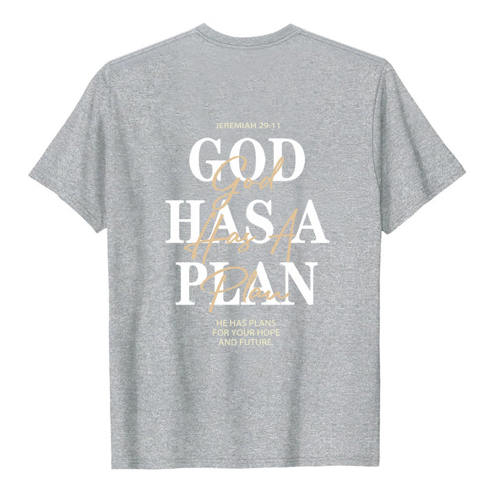 Christianartworkshop Gott hat einen Plan – Klassisches T-Shirt mit doppelseitigem Buchstabendruck - image 13
