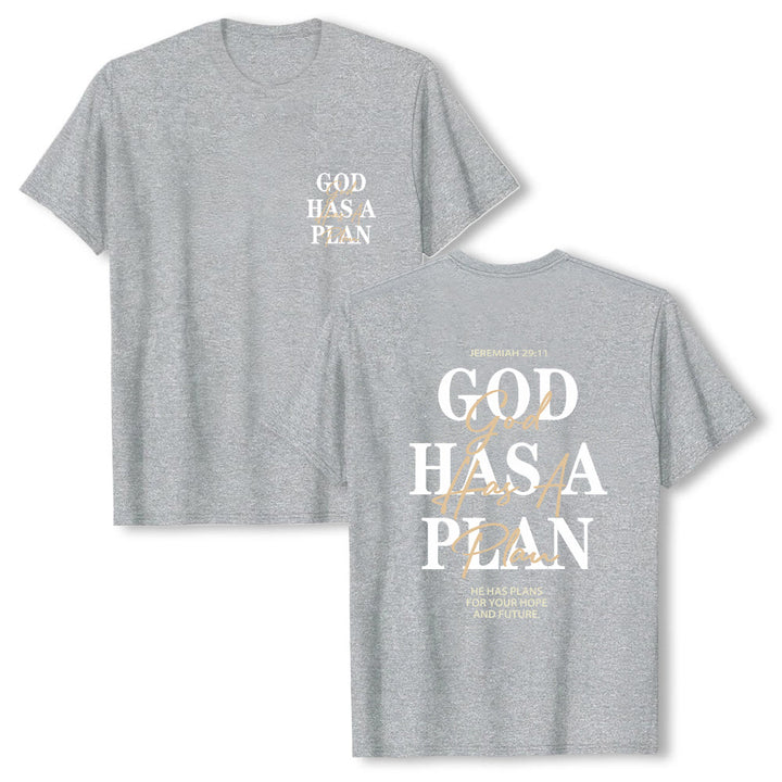 Christianartworkshop Gott hat einen Plan – Klassisches T-Shirt mit doppelseitigem Buchstabendruck - Grau - 2XL - image 12