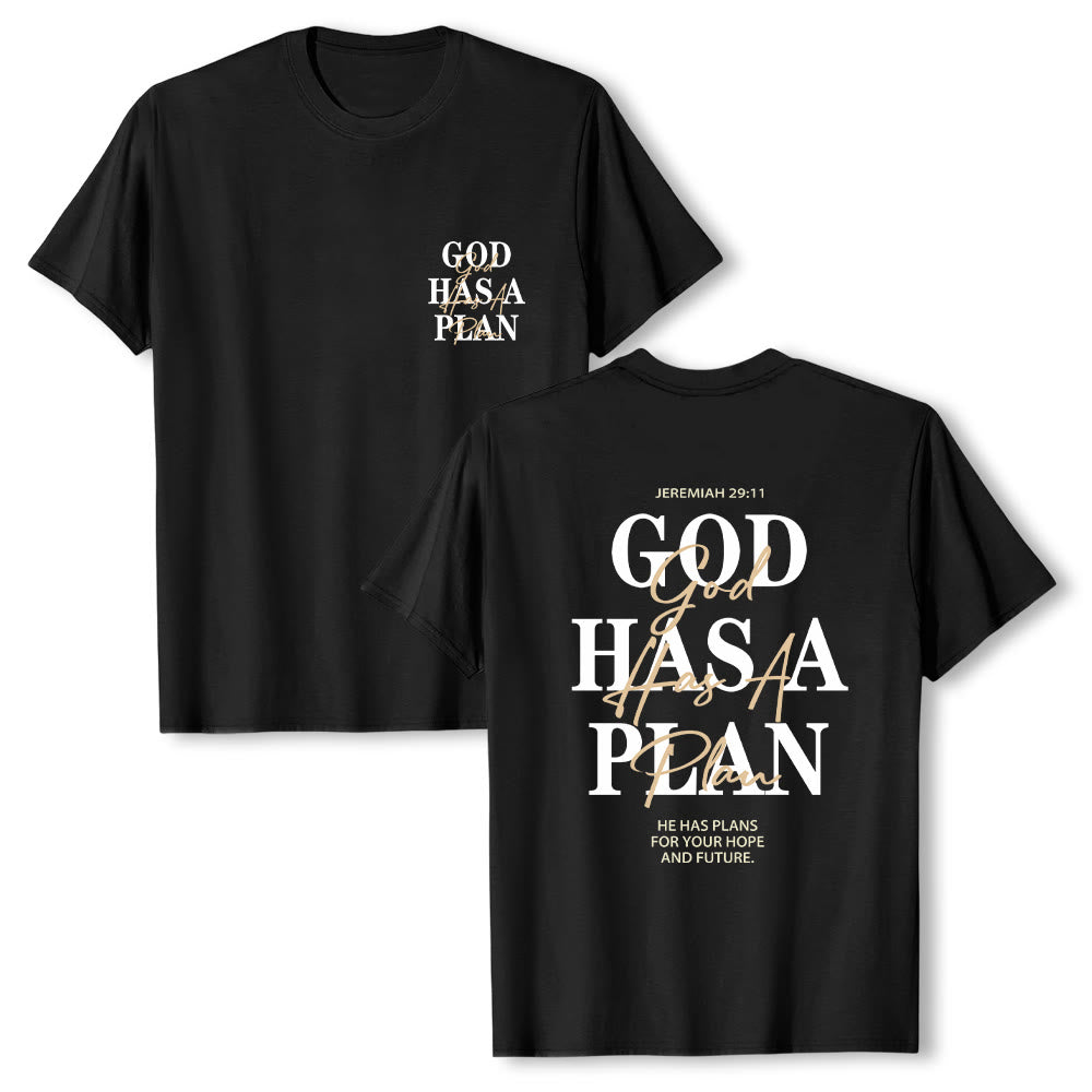 Christianartworkshop Gott hat einen Plan – Klassisches T-Shirt mit doppelseitigem Buchstabendruck - Schwarz - 2XL - image 18