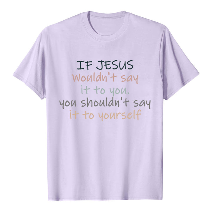 Christianartworkshop Wenn Jesus es dir nicht sagen würde – Klassisches T-Shirt mit buntem Buchstabenprint - Lila - 2XL - image 1