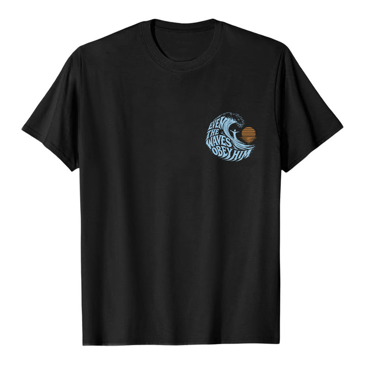 Christianartworkshop Sogar die Wellen gehorchen ihm – Klassisches T-Shirt mit doppelseitigem Wellenmotiv - image 20