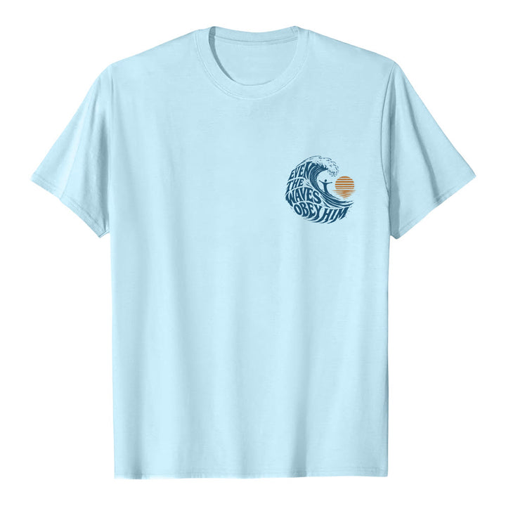 Christianartworkshop Sogar die Wellen gehorchen ihm – Klassisches T-Shirt mit doppelseitigem Wellenmotiv - image 5