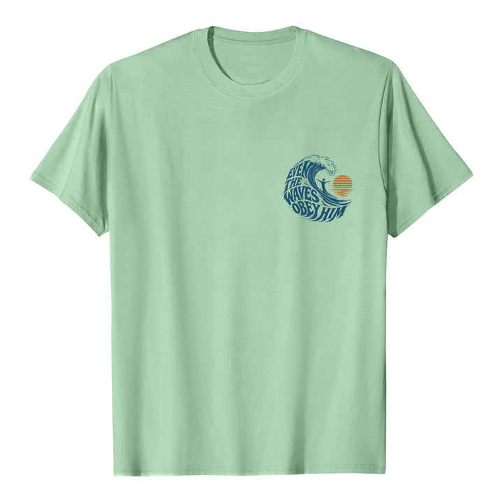 Christianartworkshop Sogar die Wellen gehorchen ihm – Klassisches T-Shirt mit doppelseitigem Wellenmotiv - image 26