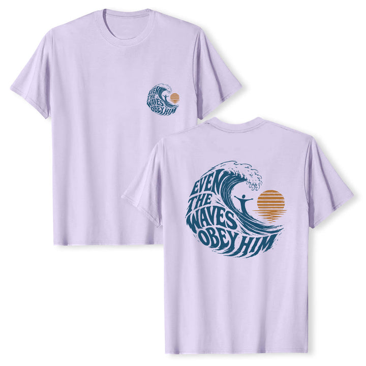 Christianartworkshop Sogar die Wellen gehorchen ihm – Klassisches T-Shirt mit doppelseitigem Wellenmotiv - Lila - 2XL - image 21