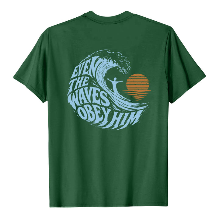 Christianartworkshop Sogar die Wellen gehorchen ihm – Klassisches T-Shirt mit doppelseitigem Wellenmotiv - image 16