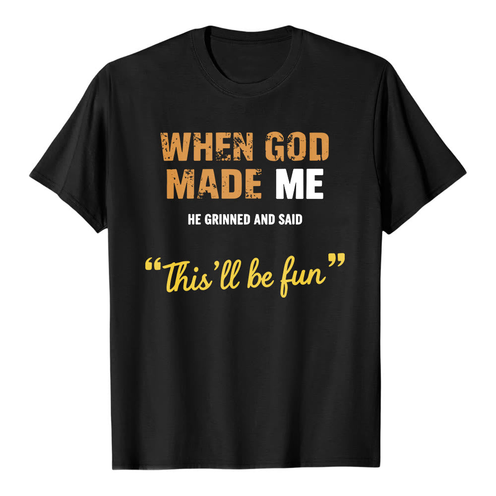 Christianartworkshop Als Gott mich schuf – Vintage-T-Shirt mit Buchstaben - Schwarz - 2XL - image 0