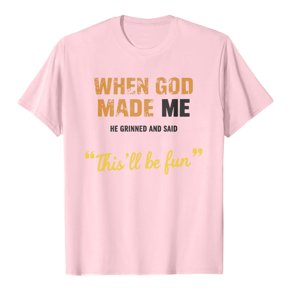 Christianartworkshop Als Gott mich schuf – Vintage-T-Shirt mit Buchstaben - Rosa - 2XL - image 1
