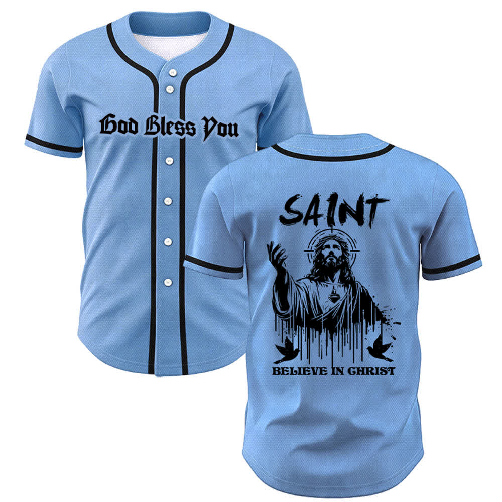 Christianartworkshop Saint Believe In Christ Unisex Baseball Jersey - Blau - 5XL - image 28