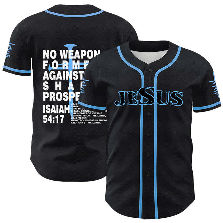 Christianartworkshop Kein gegen mich geschmiedetes Schwert soll Erfolg haben Baseballtrikot - Blau - 5XL - image 12