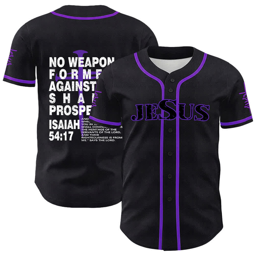 Christianartworkshop Kein gegen mich geschmiedetes Schwert soll Erfolg haben Baseballtrikot - Lila - 5XL - image 21