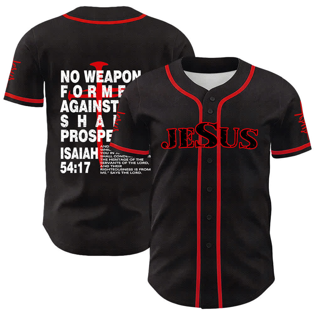 Christianartworkshop Kein gegen mich geschmiedetes Schwert soll Erfolg haben Baseballtrikot - Rot - 5XL - image 3