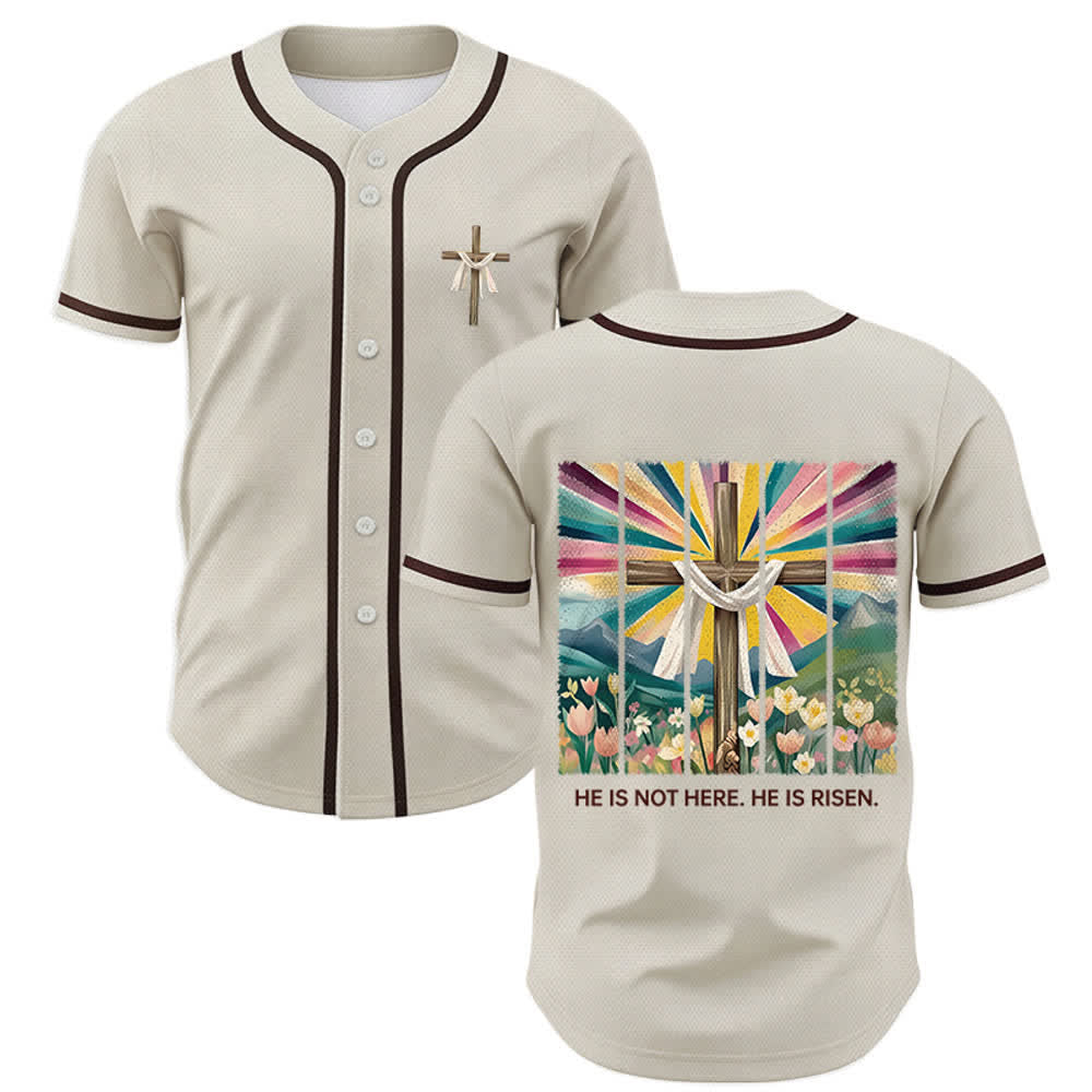 Christianartworkshop Er ist nicht hier, er ist auferstanden Glauben Unisex Baseballtrikot - Aprikose - 5XL - image 0