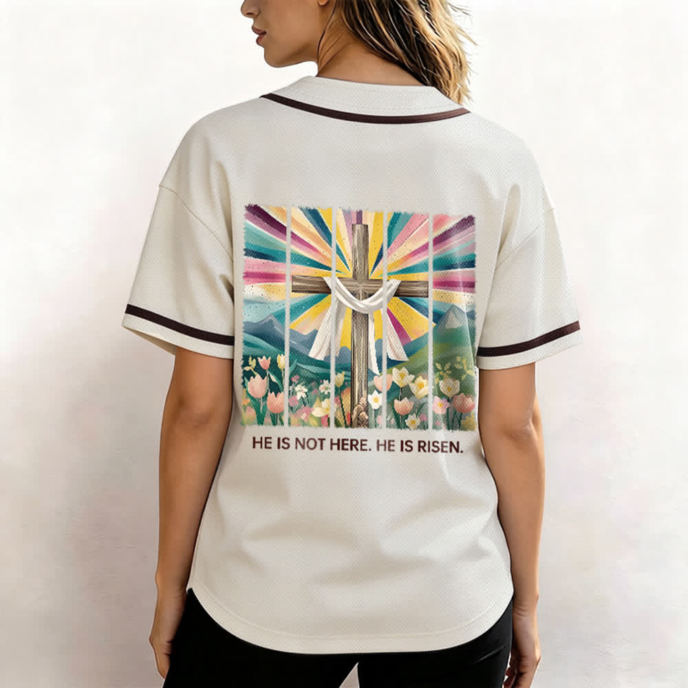 Christianartworkshop Er ist nicht hier, er ist auferstanden Glauben Unisex Baseballtrikot - image 5