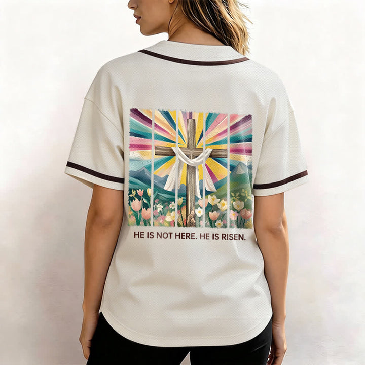 Christianartworkshop Er ist nicht hier, er ist auferstanden Glauben Unisex Baseballtrikot - image 5
