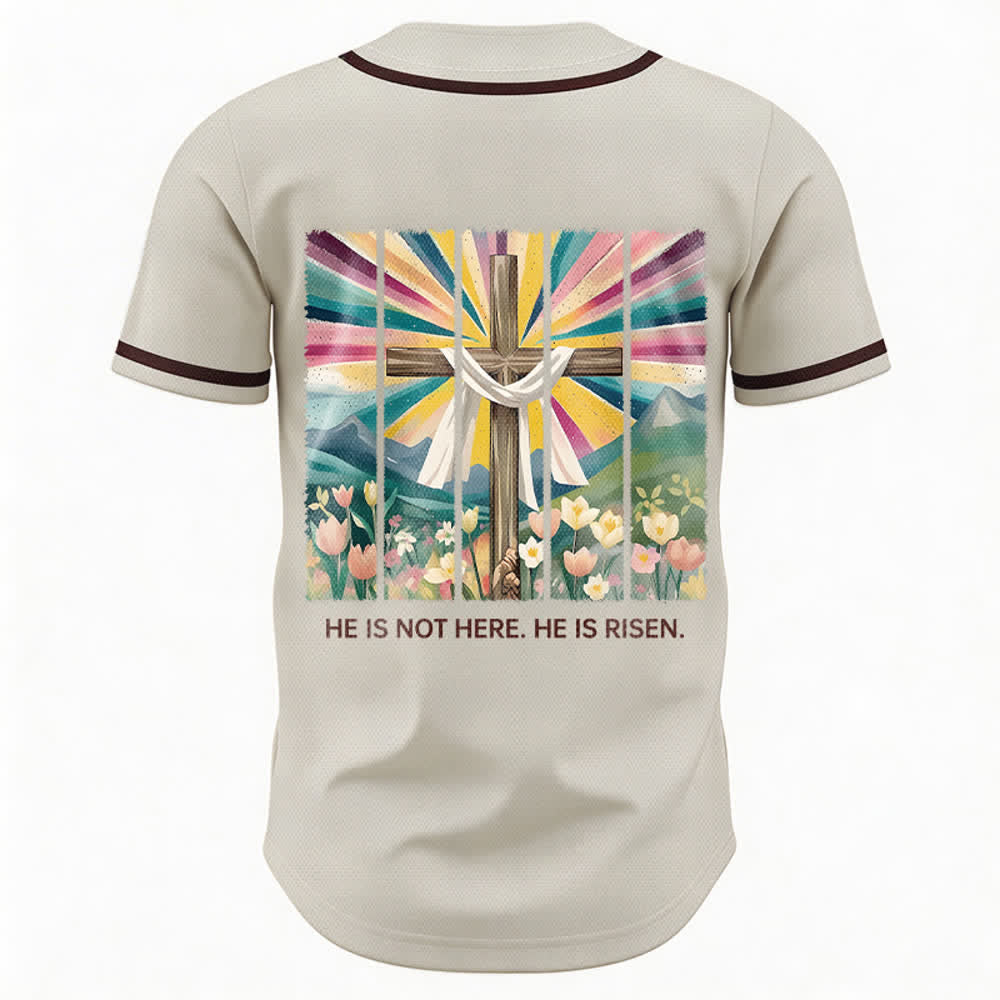 Christianartworkshop Er ist nicht hier, er ist auferstanden Glauben Unisex Baseballtrikot - image 1