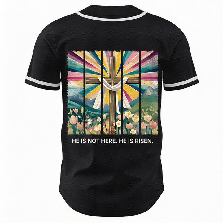 Christianartworkshop Er ist nicht hier, er ist auferstanden Glauben Unisex Baseballtrikot - image 15
