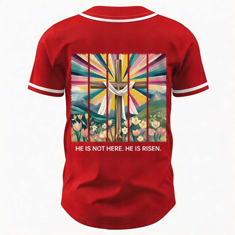 Christianartworkshop Er ist nicht hier, er ist auferstanden Glauben Unisex Baseballtrikot - image 22