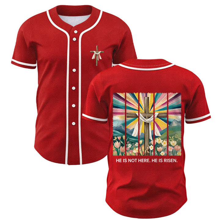 Christianartworkshop Er ist nicht hier, er ist auferstanden Glauben Unisex Baseballtrikot - Rot - 5XL - image 21