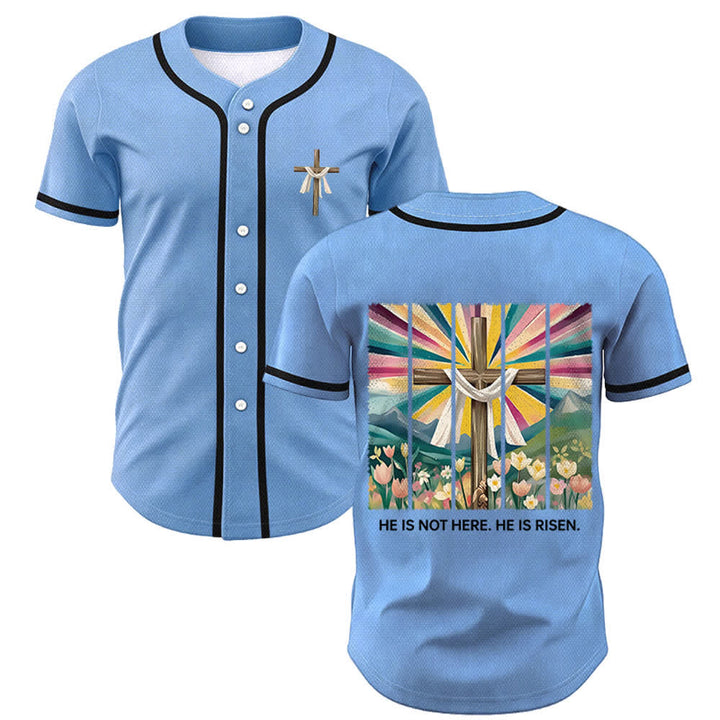 Christianartworkshop Er ist nicht hier, er ist auferstanden Glauben Unisex Baseballtrikot - Blau - 5XL - image 35