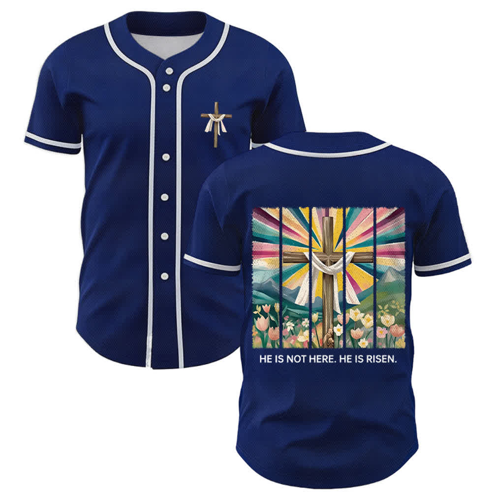 Christianartworkshop Er ist nicht hier, er ist auferstanden Glauben Unisex Baseballtrikot - Marineblau - 5XL - image 49