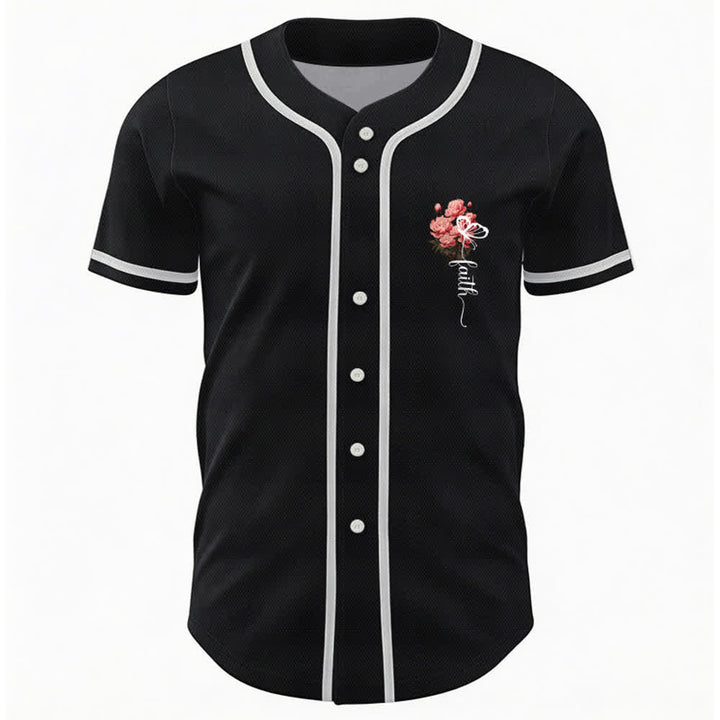 Christianartworkshop „Vielleicht wurdest du gerade für eine Zeit wie diese geschaffen“ Esther 4,14 Baseballtrikot mit Pfingstrosen-Glaubensmotiv und Knöpfen - image 9