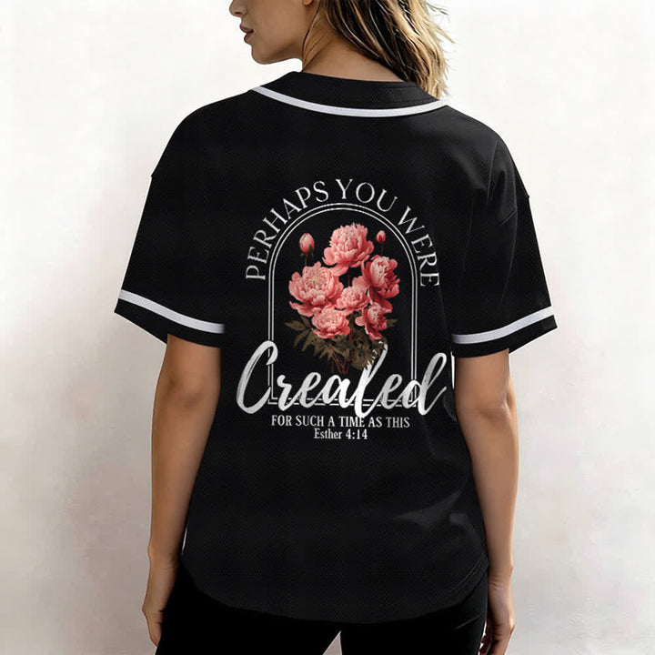 Christianartworkshop „Vielleicht wurdest du gerade für eine Zeit wie diese geschaffen“ Esther 4,14 Baseballtrikot mit Pfingstrosen-Glaubensmotiv und Knöpfen - image 12