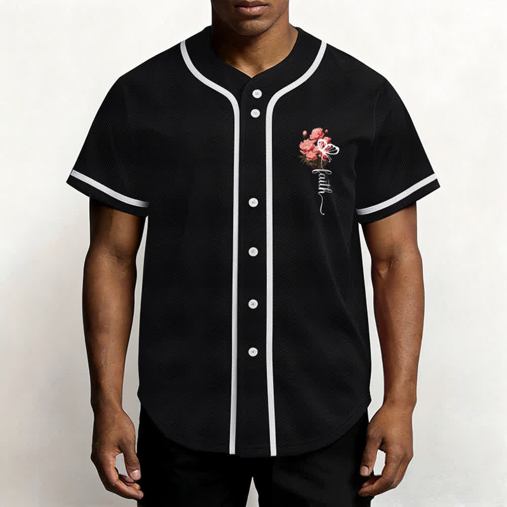 Christianartworkshop „Vielleicht wurdest du gerade für eine Zeit wie diese geschaffen“ Esther 4,14 Baseballtrikot mit Pfingstrosen-Glaubensmotiv und Knöpfen - image 11