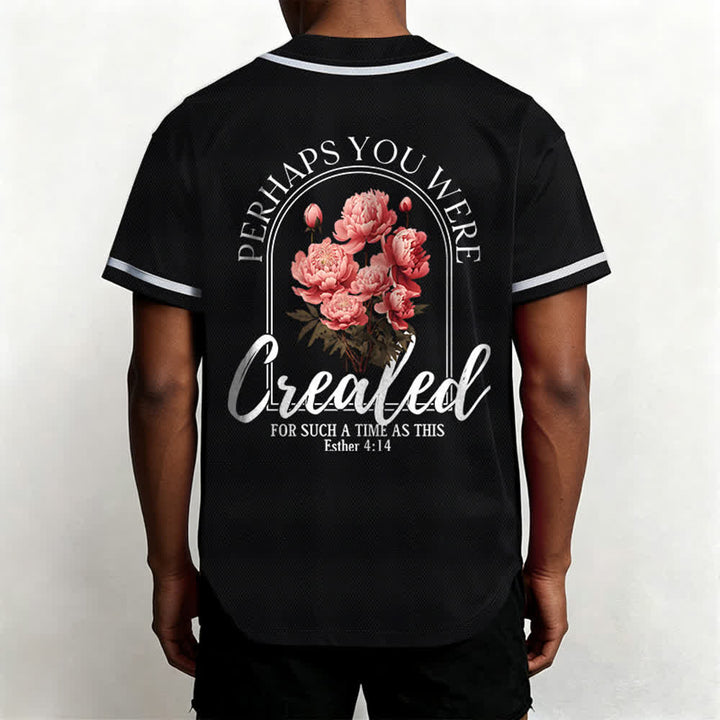 Christianartworkshop „Vielleicht wurdest du gerade für eine Zeit wie diese geschaffen“ Esther 4,14 Baseballtrikot mit Pfingstrosen-Glaubensmotiv und Knöpfen - image 10