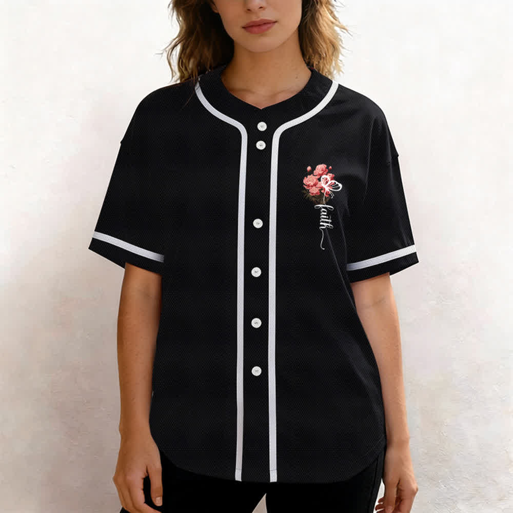Christianartworkshop „Vielleicht wurdest du gerade für eine Zeit wie diese geschaffen“ Esther 4,14 Baseballtrikot mit Pfingstrosen-Glaubensmotiv und Knöpfen - image 13