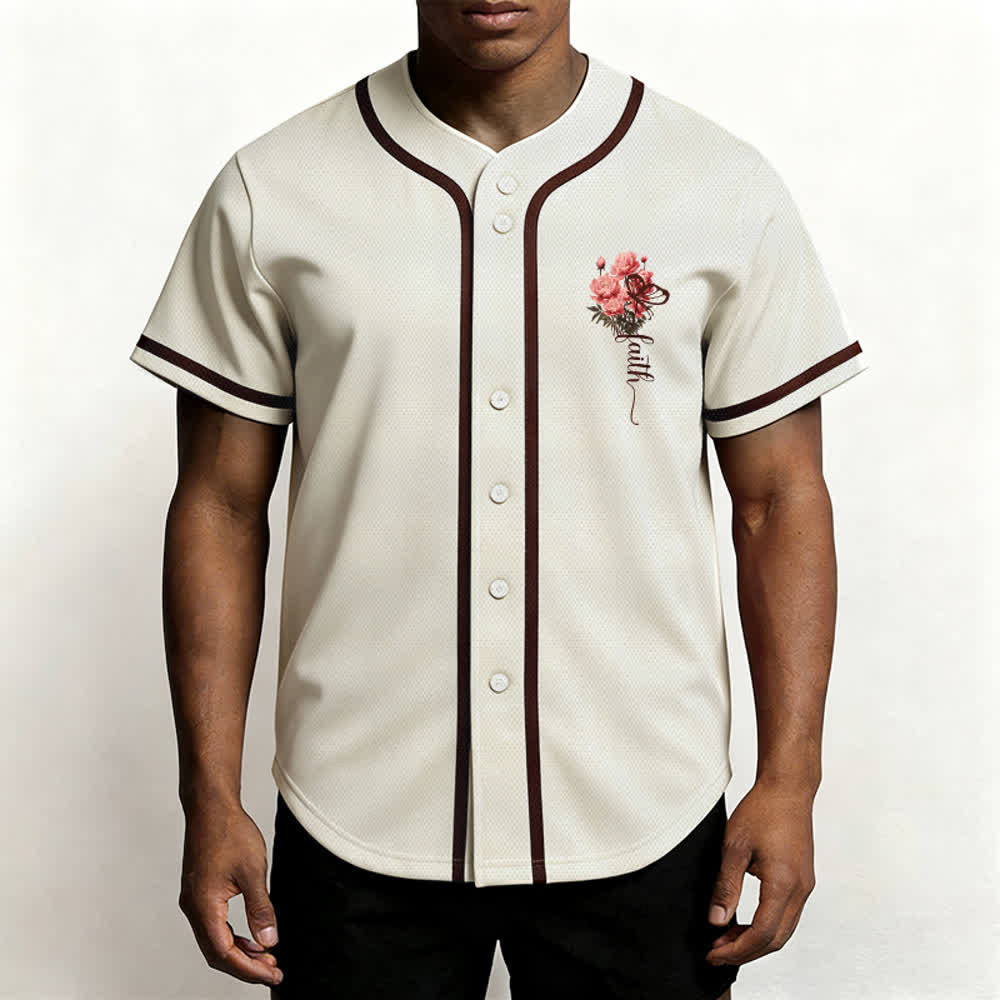 Christianartworkshop „Vielleicht wurdest du gerade für eine Zeit wie diese geschaffen“ Esther 4,14 Baseballtrikot mit Pfingstrosen-Glaubensmotiv und Knöpfen - image 18