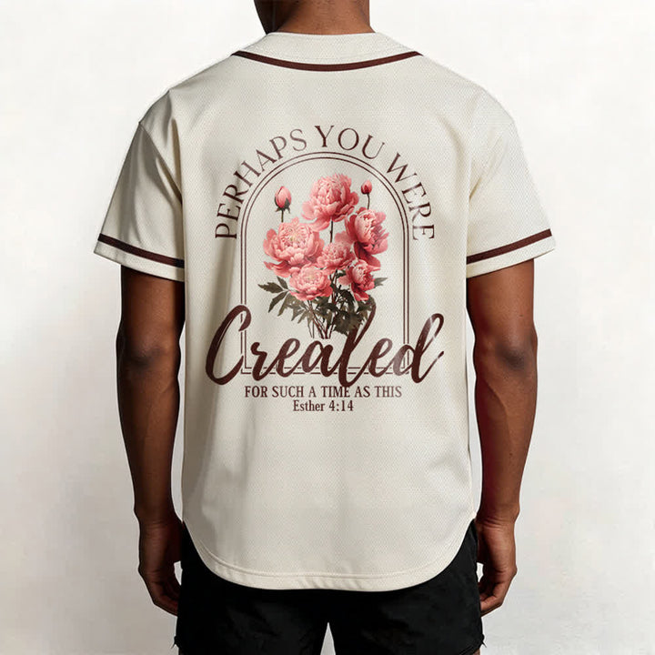 Christianartworkshop „Vielleicht wurdest du gerade für eine Zeit wie diese geschaffen“ Esther 4,14 Baseballtrikot mit Pfingstrosen-Glaubensmotiv und Knöpfen - image 17