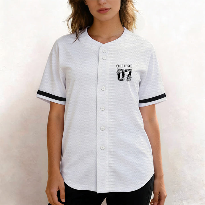 Christianartworkshop „Child Of God“ Baseballtrikot mit Blumenmuster, Nummer 07, Knopfleiste - image 13