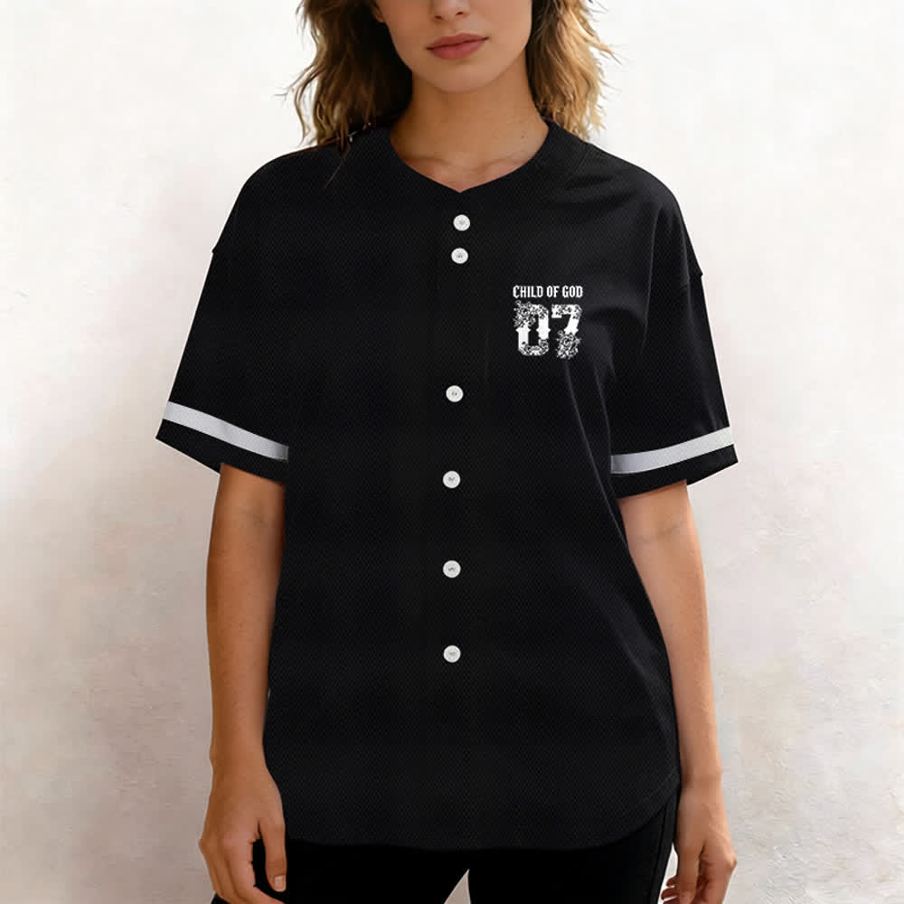 Christianartworkshop „Child Of God“ Baseballtrikot mit Blumenmuster, Nummer 07, Knopfleiste - image 6