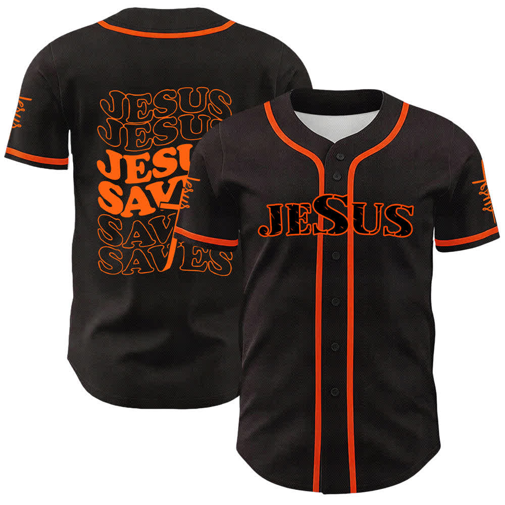 Christianartworkshop Jesus rettet Glaubensbekenntnis Unisex-Baseballtrikot - Orange - 5XL - image 12