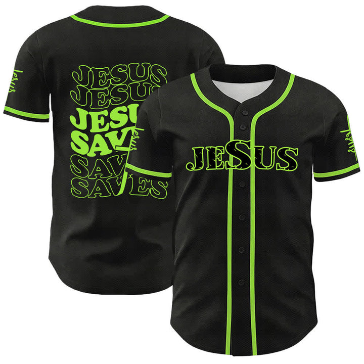 Christianartworkshop Jesus rettet Glaubensbekenntnis Unisex-Baseballtrikot - Grün - 5XL - image 18
