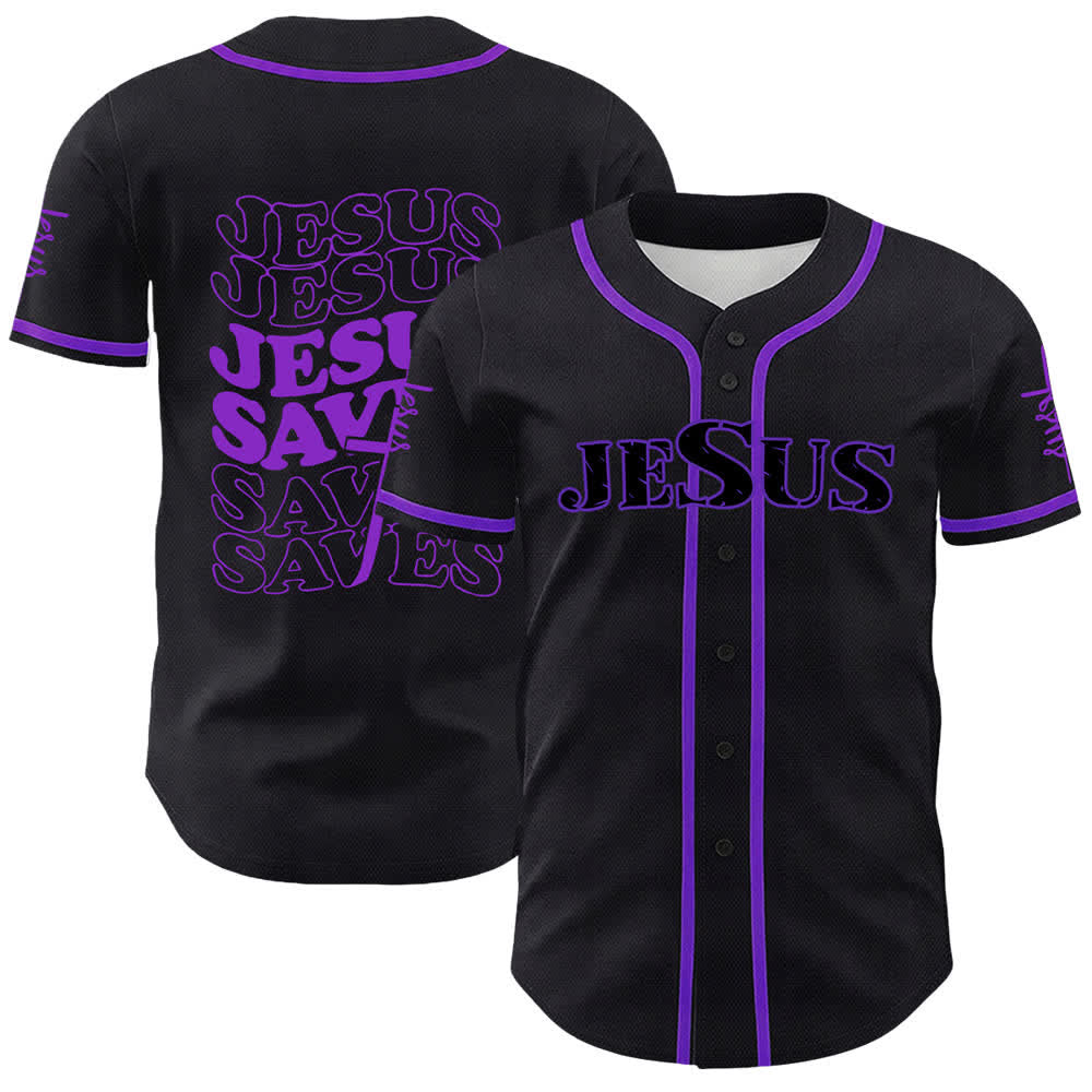 Christianartworkshop Jesus rettet Glaubensbekenntnis Unisex-Baseballtrikot - Lila - 5XL - image 21
