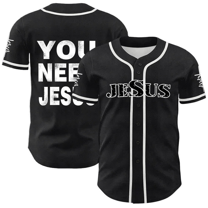 Christianartworkshop Du brauchst Jesus Glaubensbekenntnis Unisex Baseballtrikot - Weiß - 5XL - image 3