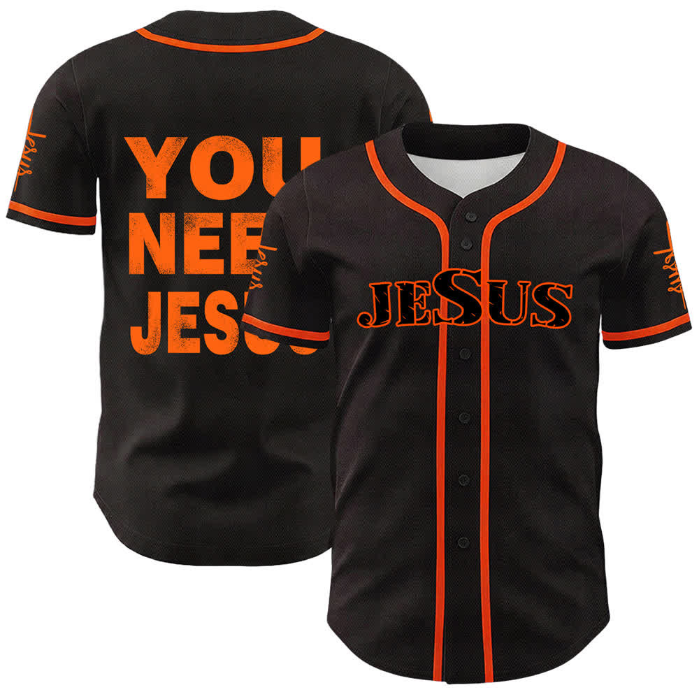 Christianartworkshop Du brauchst Jesus Glaubensbekenntnis Unisex Baseballtrikot - Orange - 5XL - image 9