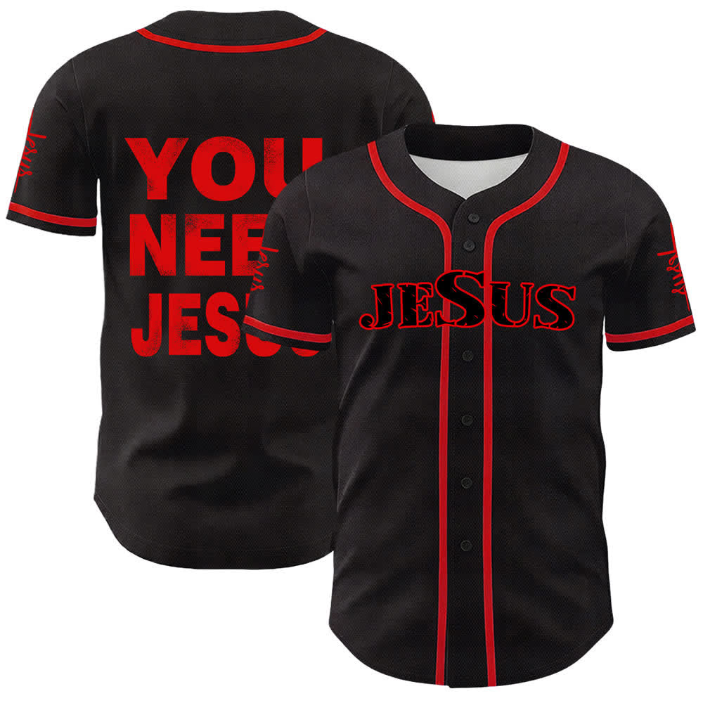 Christianartworkshop Du brauchst Jesus Glaubensbekenntnis Unisex Baseballtrikot - Rot - 5XL - image 0