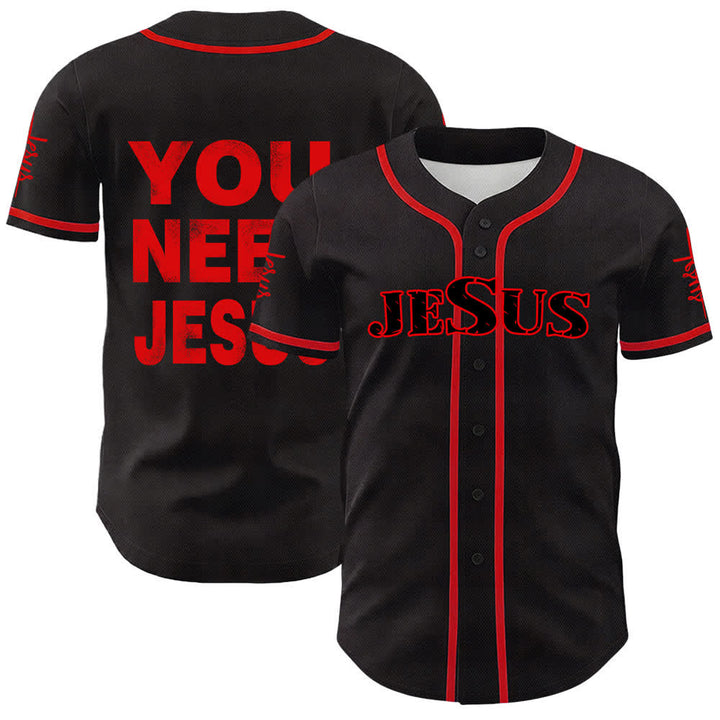 Christianartworkshop Du brauchst Jesus Glaubensbekenntnis Unisex Baseballtrikot - Rot - 5XL - image 0