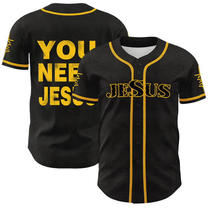 Christianartworkshop Du brauchst Jesus Glaubensbekenntnis Unisex Baseballtrikot - Gelb - 5XL - image 6