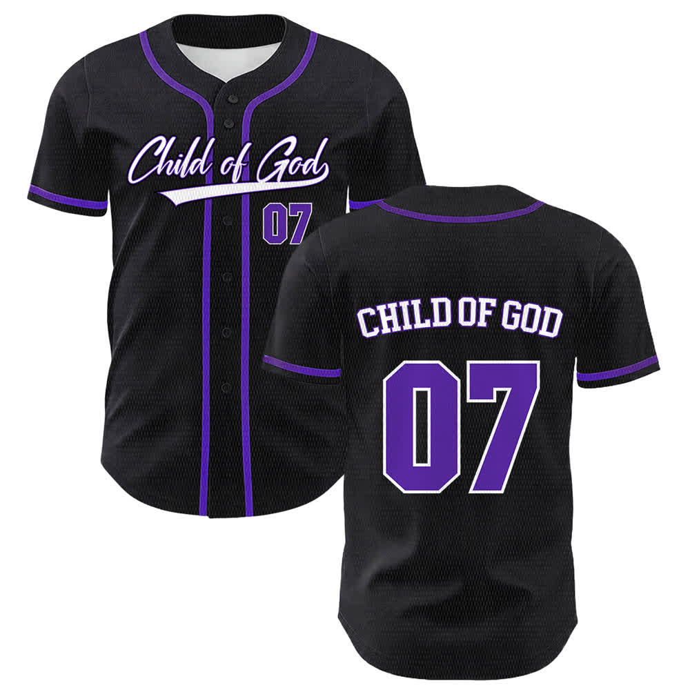 Christianartworkshop Kind Gottes Nummer 07 Unisex-Baseballtrikot - Lila - 5XL - image 21