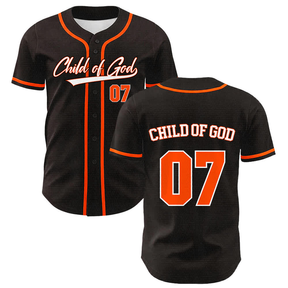 Christianartworkshop Kind Gottes Nummer 07 Unisex-Baseballtrikot - Orange - 5XL - image 15