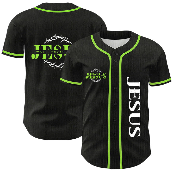 Christianartworkshop Dornenkrone Jesus Weg Wahrheit Leben Grafik Unisex Baseballtrikot - Hellgrün - 5XL - image 21