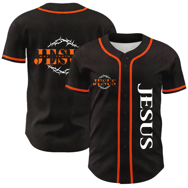 Christianartworkshop Dornenkrone Jesus Weg Wahrheit Leben Grafik Unisex Baseballtrikot - Orange - 5XL - image 18
