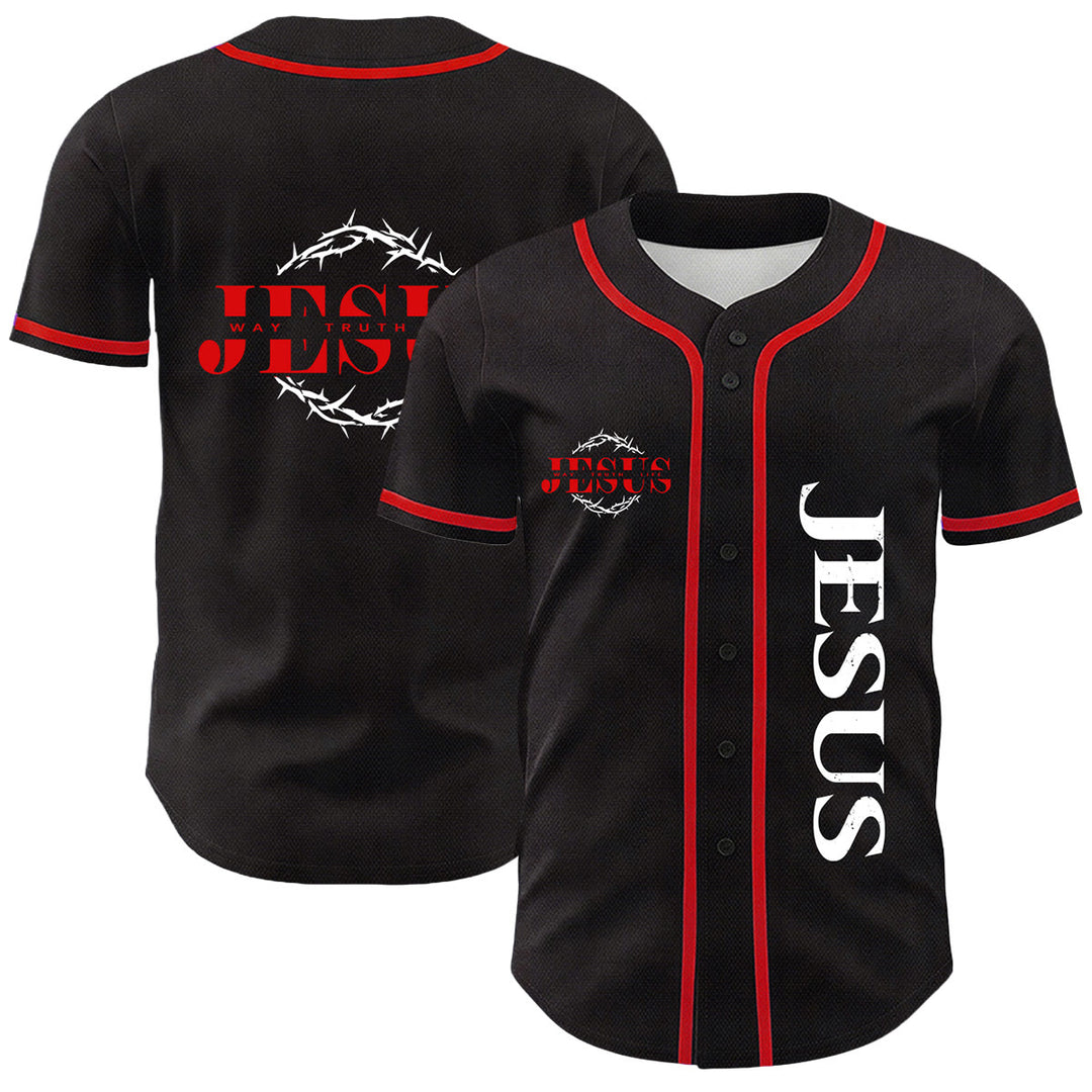 Christianartworkshop Dornenkrone Jesus Weg Wahrheit Leben Grafik Unisex Baseballtrikot - Rot - 5XL - image 15